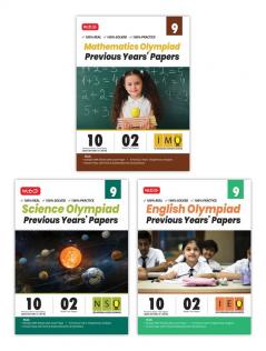 MTG IMO-NSO-IEO Class-9 Olympiad Previous Years Papers (2023-2019 Set A & B) Mathematics Science & English (Set of 3 Books) | Mock Test Papers with Sample OMR Sheet For 2024-25 Exam