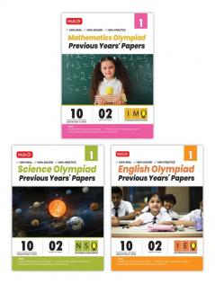 MTG IMO-NSO-IEO Class-1 Olympiad Previous Years Papers (2023-2019 Set A & B) Mathematics Science & English (Set of 3 Books) | Mock Test Papers with Sample OMR Sheet For 2024-25 Exam