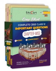 Educart CBSE Class 12 One Shot Question Bank 2024-25 Political Science History Economics and English (Updated for 2025 Exam) 4 Book Bundle