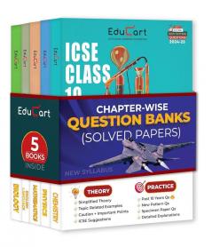 Educart ICSE Class 10 Question Bank 2025 + Solved Paper Physics | Chemistry | Biology | Mathematics | English Language for 2024-25 Exams (5 Books)