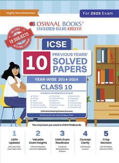 Oswaal ICSE 10 Previous Years' Solved Papers Class 10 |(18 Subjects including Hindi & Bengali) (2025 Exams)