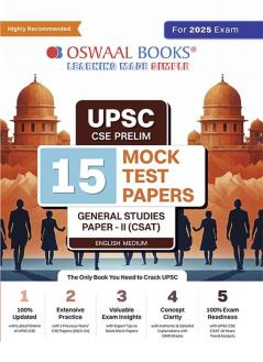 Oswaal UPSC CSE Prelim 15 Mock Test Papers General Studies Paper-II (CSAT) English Medium For 2025 Exam