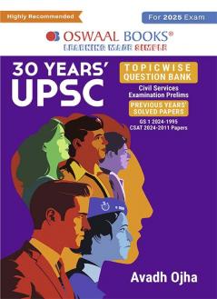 Oswaal 30 Years UPSC Civil Services Examination Prelims GS 1 (2024-1995) & CSAT 2023-2011 Papers Topicwise Solved Question Papers (For 2025 Exam)