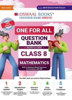 Oswaal One For All Question Bank NCERT & CBSE, Class-8 Mathematics (For 2024 Exam)