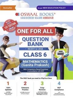 Oswaal One For All Question Bank NCERT & CBSE Class-6 Mathematics - Ganita Prakash (For Latest Exam)