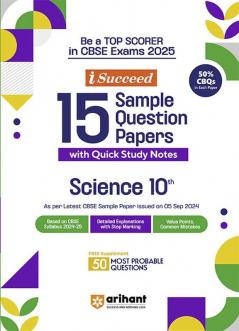 i-Succeed CBSE Science Class 10th | 15 Sample Question Papers | For CBSE Exams 2025