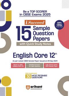 i-Succeed CBSE English Core Class 12th | 15 Sample Question Papers | For CBSE Exams 2025