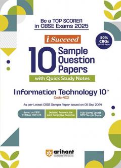 i-Succeed CBSE Information Technology Class 10th | 10 Sample Question Papers | For CBSE Exams 2025 | Code-402