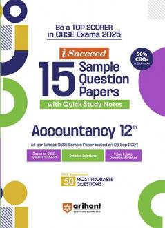 i-Succeed CBSE Accountancy Class 12th | 15 Sample Question Papers | For CBSE Exams 2025