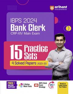 IBPS (CRP-XIV) Bank Clerk Main Exam 2024 | 15 Practice Sets & 4 Solved Papers (2023-20)| English Medium