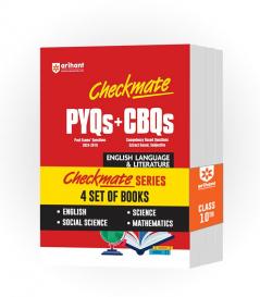 Checkmate Series for Class 10|PYQs and CBQs for Mathematics Science Social Science and English Language & Literature|Boards 2025 (Set of 4 Books)