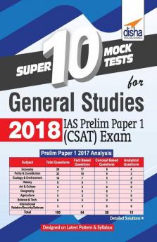 Super 10 Mock Tests for General Studies 2018 - IAS Prelim Paper 1 CSAT Exam
