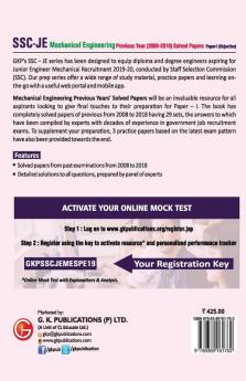 SSC JE Mechanical Engineering for Junior Engineers Previous Year Solved Papers (2008-18) 2018-19 for Paper I