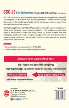SSC JE Civil Engineering for Junior Engineers Previous Year's Solved Papers (2008-18) 2018-19 for Paper I
