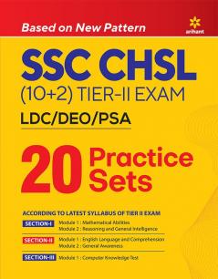 SSC CHSL (10+2) LDC/DEO/PSA Exam (Tier 2) 20 Practice Sets