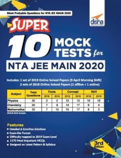 Super 10 Mock Tests for NTA JEE Main 2020 - 3rd Edition
