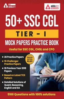 50+ SSC CGL Tier-I Previous Years Mock Papers Practice Book English Medium