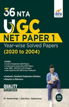 36 NTA UGC NET Paper 1 Year-wise Solved Papers (2020 to 2004) 4th Edition