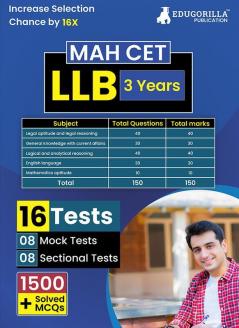 MAH CET LLB 3 Years Exam Prep Book 2025 - 8 Full Length Mock Tests and 8 Sectional Tests (1500 Solved Objective Questions) with Free Access to Online Tests