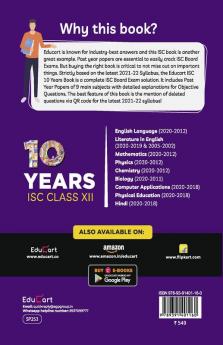 Educart 10 Years Solved Papers ISC for Class 12 For 2022