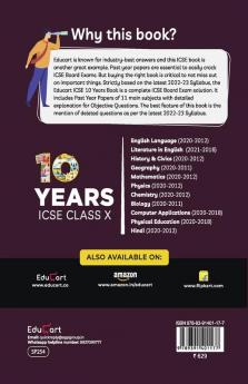 Educart 10 Years Solved Papers ICSE for Class 10 For 2022