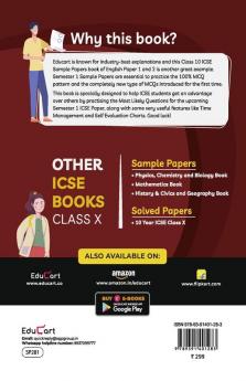 Educart English Paper 1 (Language) + English Paper 2 (Literature) ICSE Semester 1 Class 10 Sample Papers MCQ Book For 2021 (Study With Sudhir)