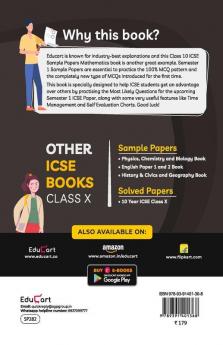Educart ICSE Semester 1 Mathematics Class 10 Sample Papers MCQ Book For 2021 Exam (Based on 26th Aug ICSE Specimen Paper)