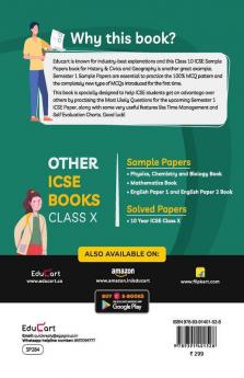 Educart History & Civics and Geography ICSE Semester 1 Class 10 Sample Papers MCQ Book For 2021 (Study With Sudhir)