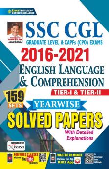 SSC CGL 2016 to 2021 English Language And Comprehension Tier 1 and Tier 2 Yearwise Solved Papers (159 Sets)