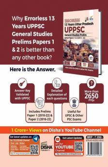 Errorless 13 Years Uttar Pradesh UPPSC General Studies Prelim Papers 1 & 2 Solved Papers (2010 - 22) 4th Edition