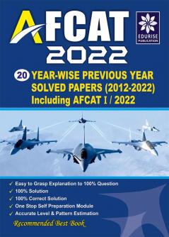 AFCAT 2022 20 Year wise Previous Year Solved papers (AFCAT -I/2012 to AFCAT - I/2022) Including AFCAT -I/2022