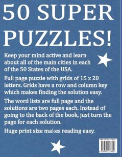 Huge Print USA State Cities Word Search: 50 Word Searches Extra Large Print to Challenge Your Brain (Huge Font Find a Word for Kids Adults & Seniors: 1 (Huge Extra Large Print Word Search)