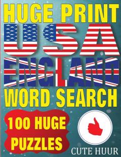 Huge Print USA & England Word Search: 100 Large Print Place Name Puzzles featuring cities in every US State and English Count: 4 (Huge Print Word Search)