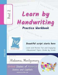 Handwriting Practice Workbook - United States of America States and Capitals - Print Level 2