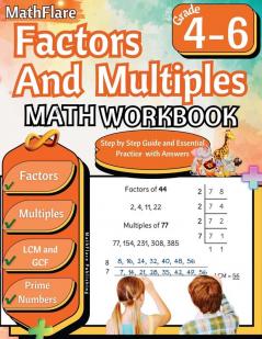 Factors and Multiples Math Workbook 4th to 6th Grade