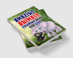 Amazing animals coloring book for kids : Coloring book with jungle and domestic animals made with professional graphics for girls boys and beginners of all ages.