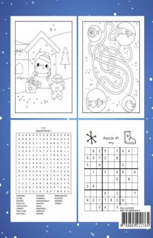 Christmas Activity Book For Kids Coloring PagesEducational MazesSudokuWordsearch. : A Fun Educational Brain Game Workbook for Kids With Answer Sheet..dot to dot mazes word search and more!