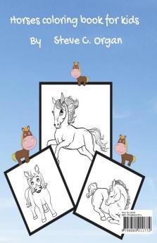 Horses Coloring Book For Kids : Coloring Pages with Cute and Beautiful Horses For Girls and Boys