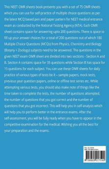 Neet Ug Set Of 75 Omr Sheets (200 Mcqs Each) For Self Practice Mock Tests Sample Paper Pyqs: Neet Dpp Previous Year Test Series Medical Entrance Nta Exam