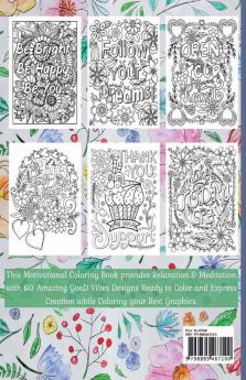 Your Only Limit Is You Motivational Coloring Book For Adults : Good Vibes Adult Coloring Book for Women Relaxation &amp; Teenage Girls | Easy Coloring Pages For Adults with Inspirational &amp; Moti...