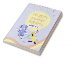 Color by number for kids ages 4-8 : 50 cute designs with animals airplane sea life and more | Great designs for coloring with number for kids ages 4-8| Color code on each page |