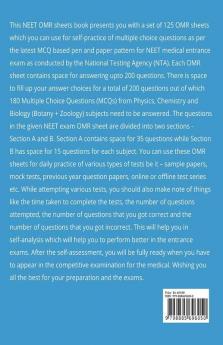 Neet Ug Set Of 125 Omr Sheets (200 Mcqs Each) For Self Practice Mock Tests Sample Paper Pyqs: Neet Dpp Previous Year Test Series Medical Entrance Nta Exam