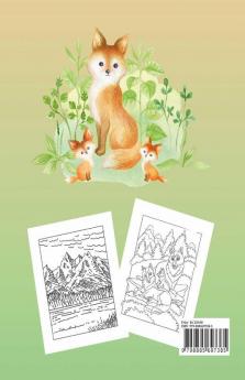Nature Coloring Book For Kids : Landscapes And Animals Coloring Pages For Kids Ages 6-12 | 46 Different Designs | Wild Animals With Cubs Children On The Beach Mountains Volcanoes And Others