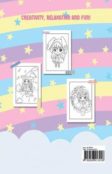 Chibi Girls Coloring Book : Cute Lovable Kawaii Characters in Fun Fantasy Anime Manga Scene Kawaii Japanese Manga Drawings And Cute Anime Characters Coloring Page For Kids And Adults