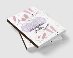 Happy Easter activity book for kids : Eggs with pattern and bunnies on black background dotted lines mazes easy to color for kindergarten