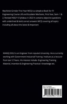 Machinist Grinder First Year MCQ : Machinist Grinder First Year MCQ