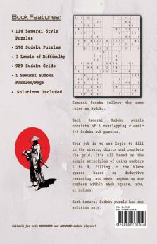 Samurai Sudoku Puzzle Book for Adults : 114 Easy to Hard Samurai Style Puzzle Games With Solutions | 570 Puzzles for Sudoku Game Lover