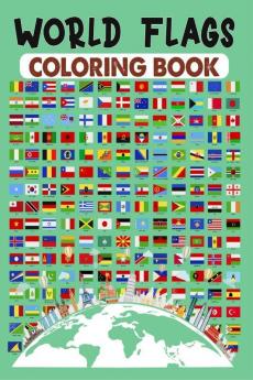 Word Flags Coloring Book : Discover all Geography Country flags on the map for Kids and Adults