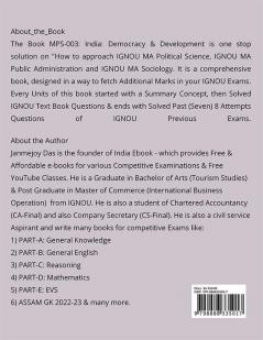 EXAM SARATHI FOR IGNOU MPS-003: INDIA: DEMOCRACY AND DEVELOPMENT : Useful for MA Political Science (1st Year) MA Public Administration (2nd Year) MA Sociology (2nd Year)