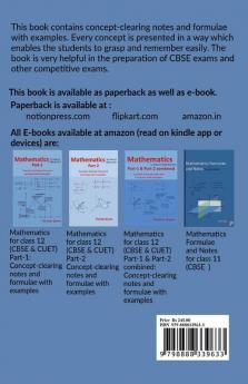 Mathematics for class 12 (CBSE &amp;amp; CUET) Part-1: Concept-clearing notes and formulae with examples